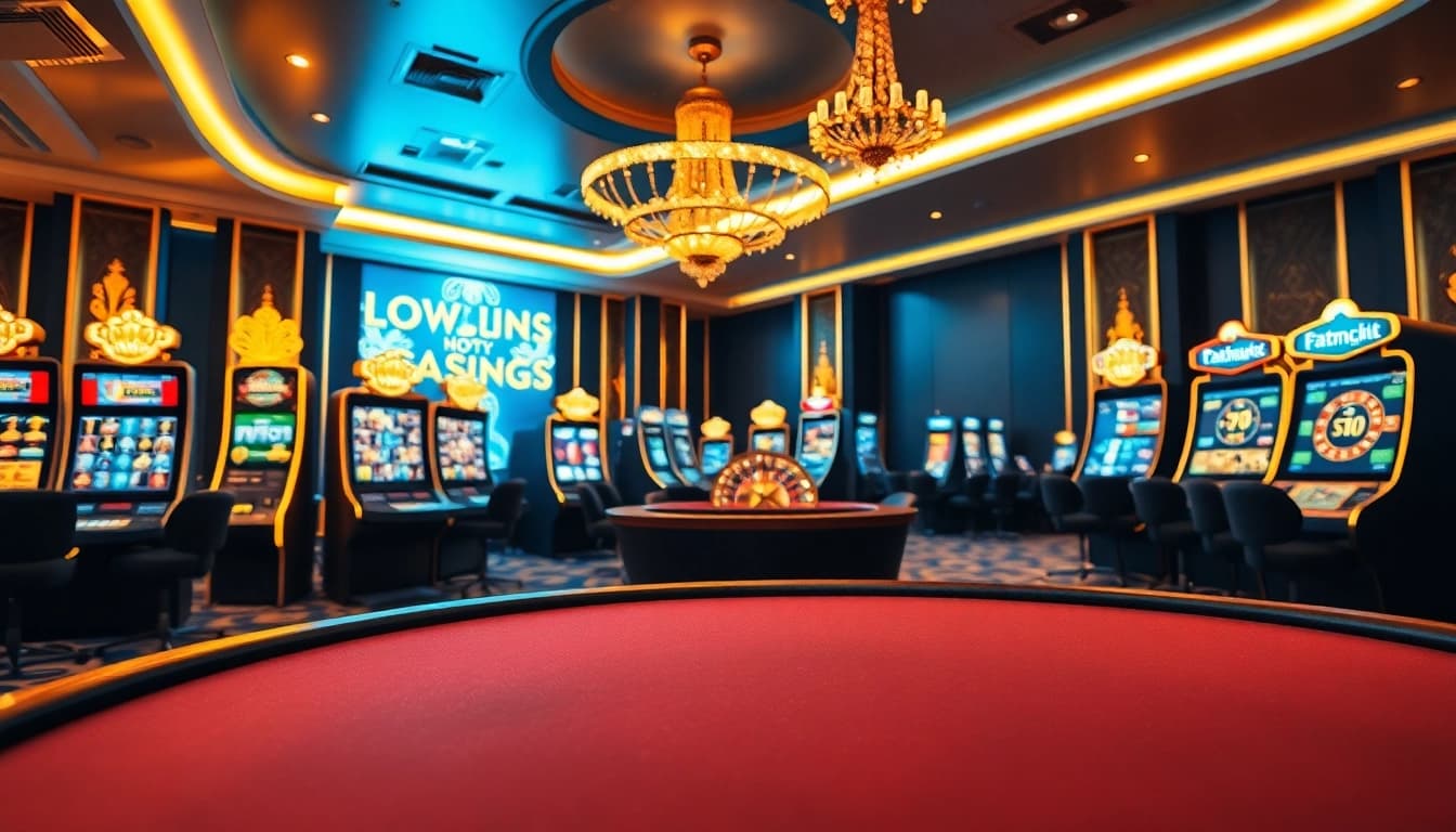 Play at Non Uk Casino with luxurious poker table and vibrant gaming atmosphere