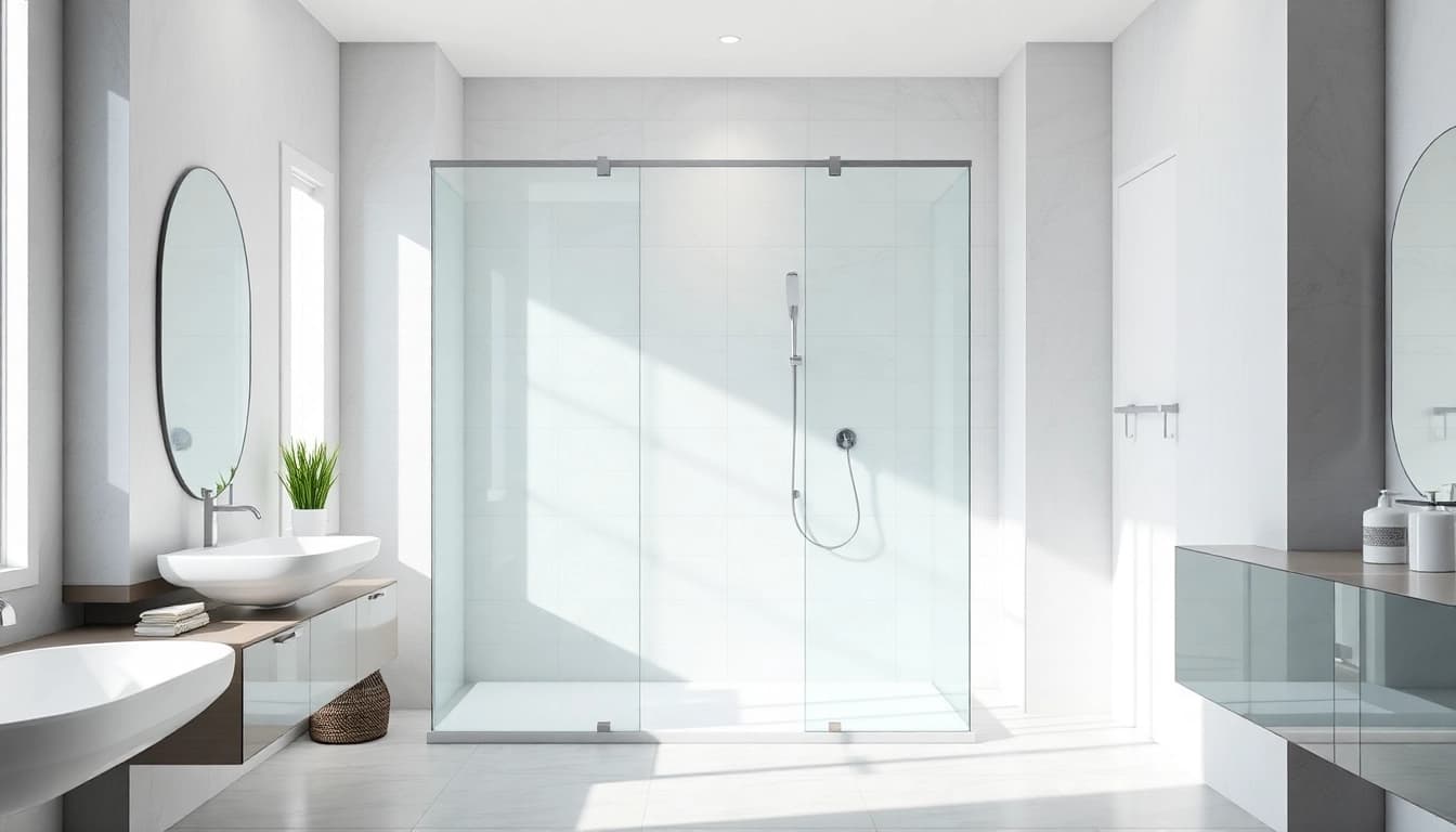 La paroi de douche à l'italienne esthétique et moderne dans une salle de bains élégante.