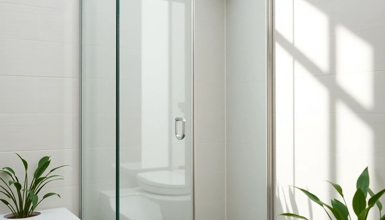 Showcase a glass shower enclosure featuring modern design and clarity in a stylish bathroom.