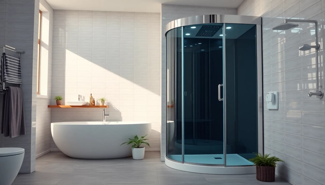 Genießen Sie die stilvolle sonni Duschkabine als elegantes Highlight im modernen Badezimmer.