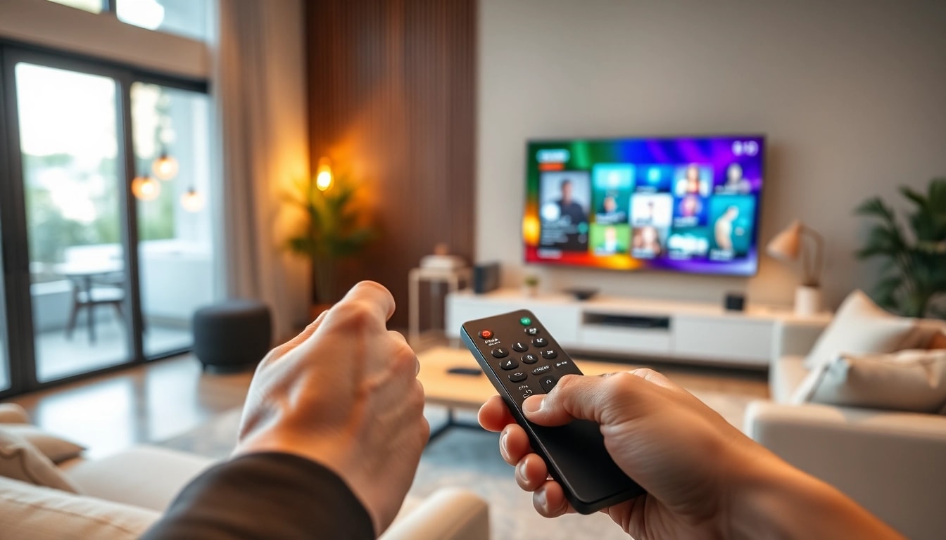 Fernbedienung Samsung mit Sprachsteuerung in Verwendung im modernen Wohnbereich.