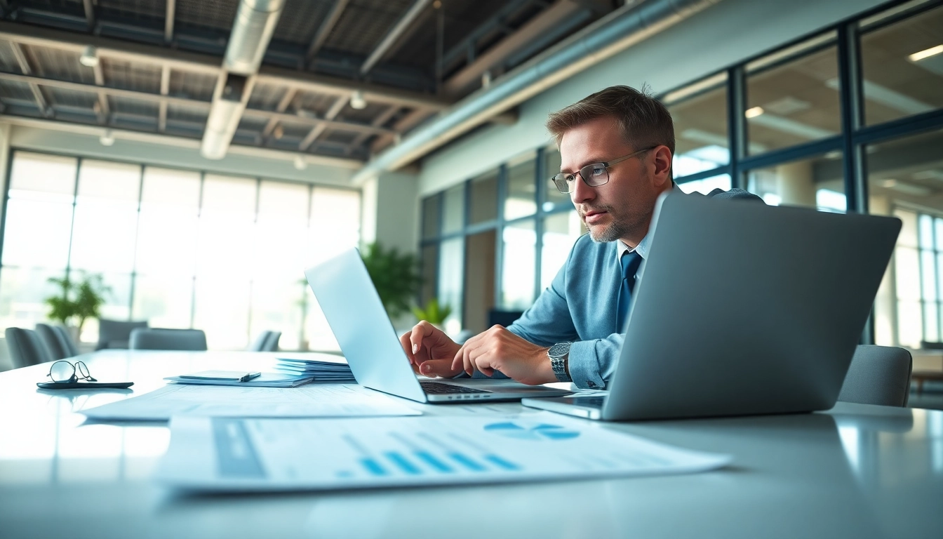 Analyzing Federal and State contracts and grants in a bright, modern office environment.