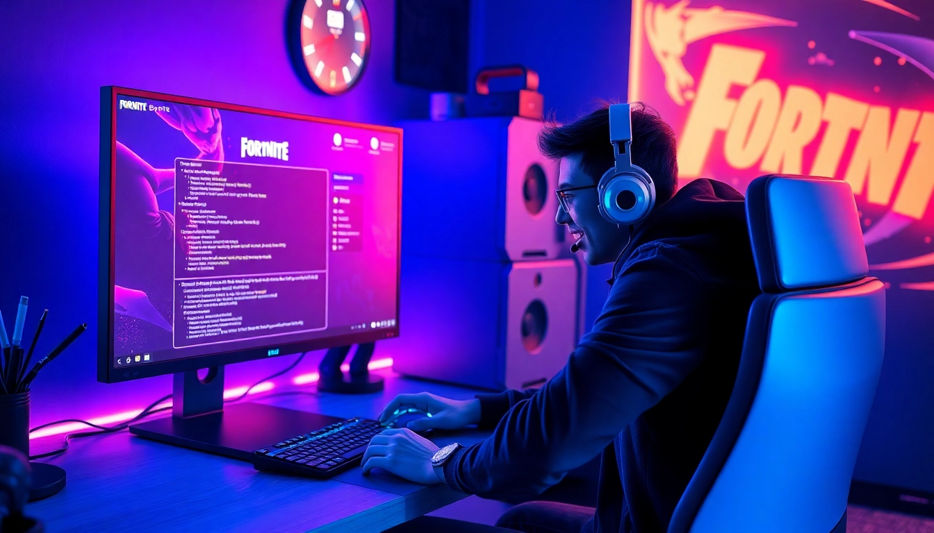The Best Fortnite script interface displayed on a gaming monitor, showcasing dynamic settings.