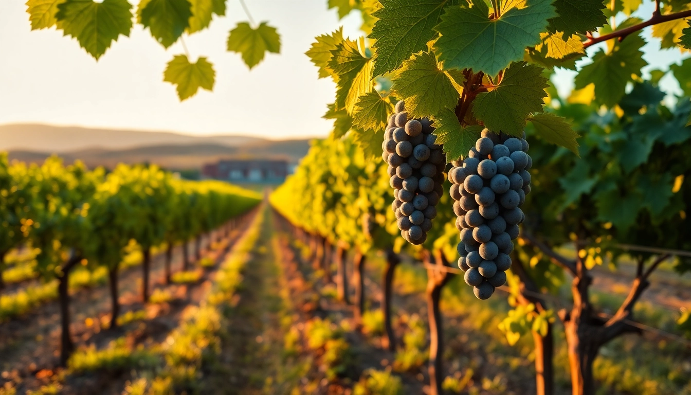Experience wineries in Clarksburg with a serene vineyard landscape featuring lush grapevines.