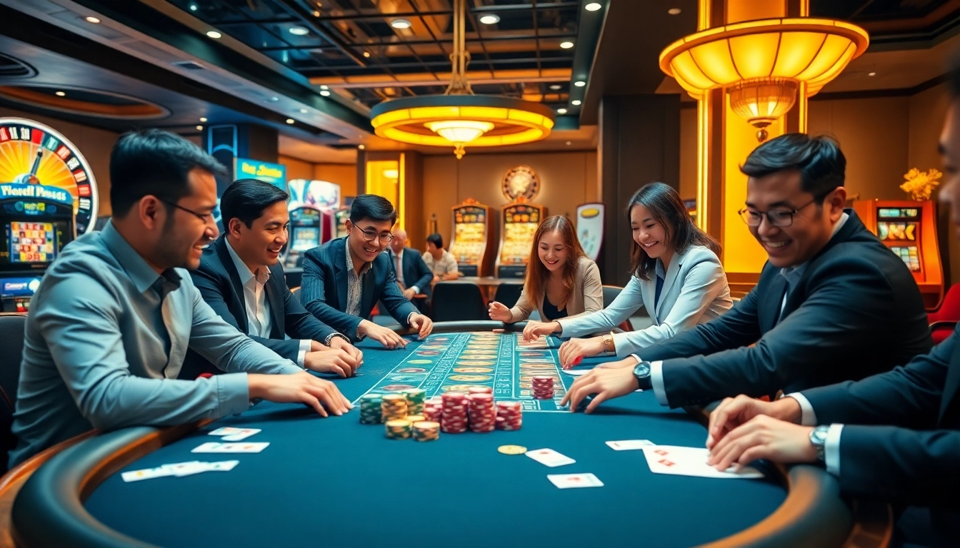Meja permainan togel sumo yang menarik dengan chip berwarna-warni dan pencahayaan kasino yang hangat.