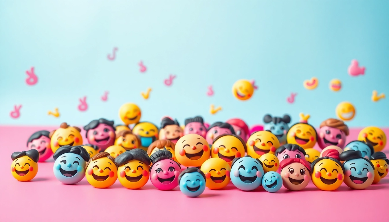 Explore vibrant tiktok emojis on a colorful background, showcasing unique styles and expressions.