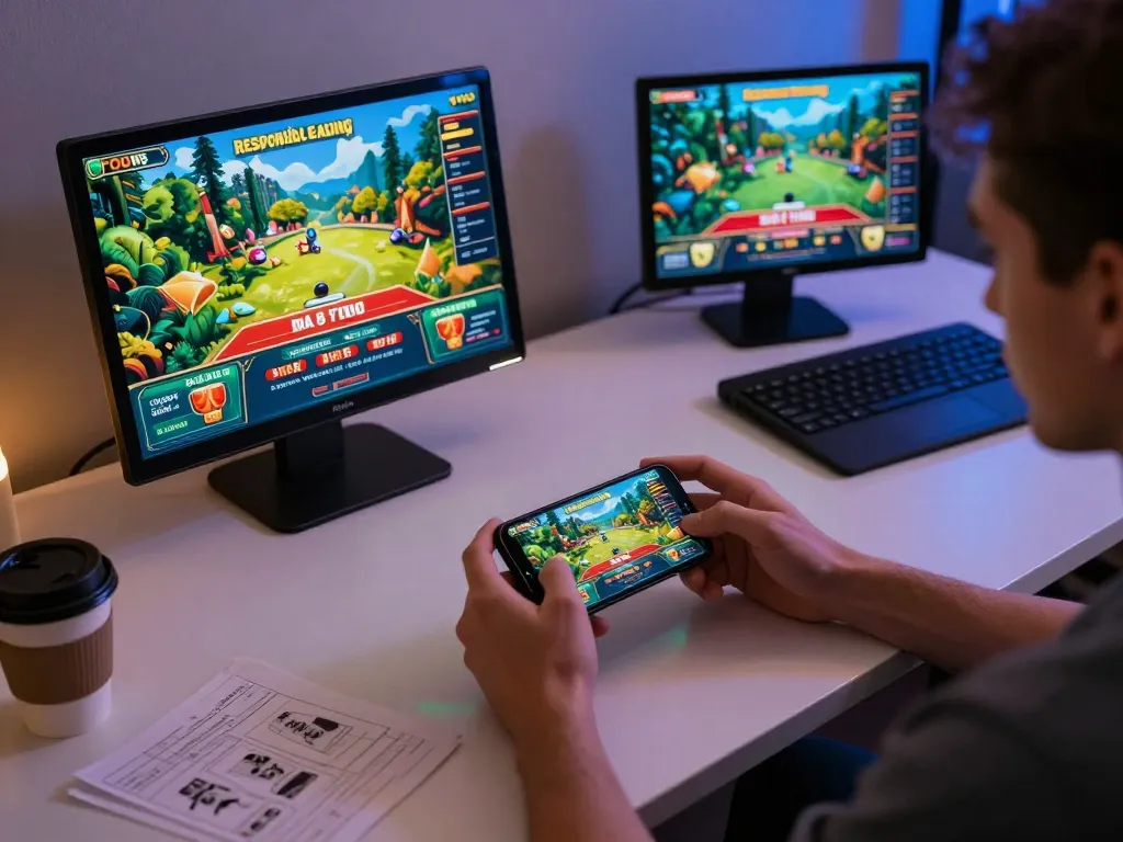 tg8 user placing bets on online casino via smartphone while reviewing game strategies