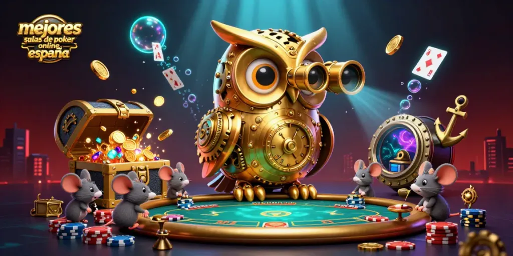 Potencia tus apuestas en las mejores salas de poker online España con esta ilustración vibrante.