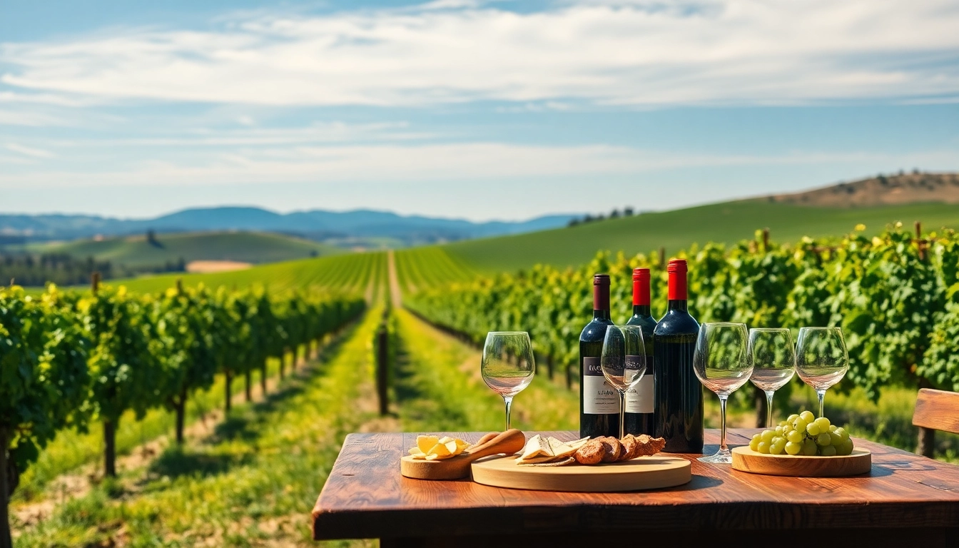 Enjoying wines in Clarksburg vineyards, featuring a tasting table and lush green scenery.