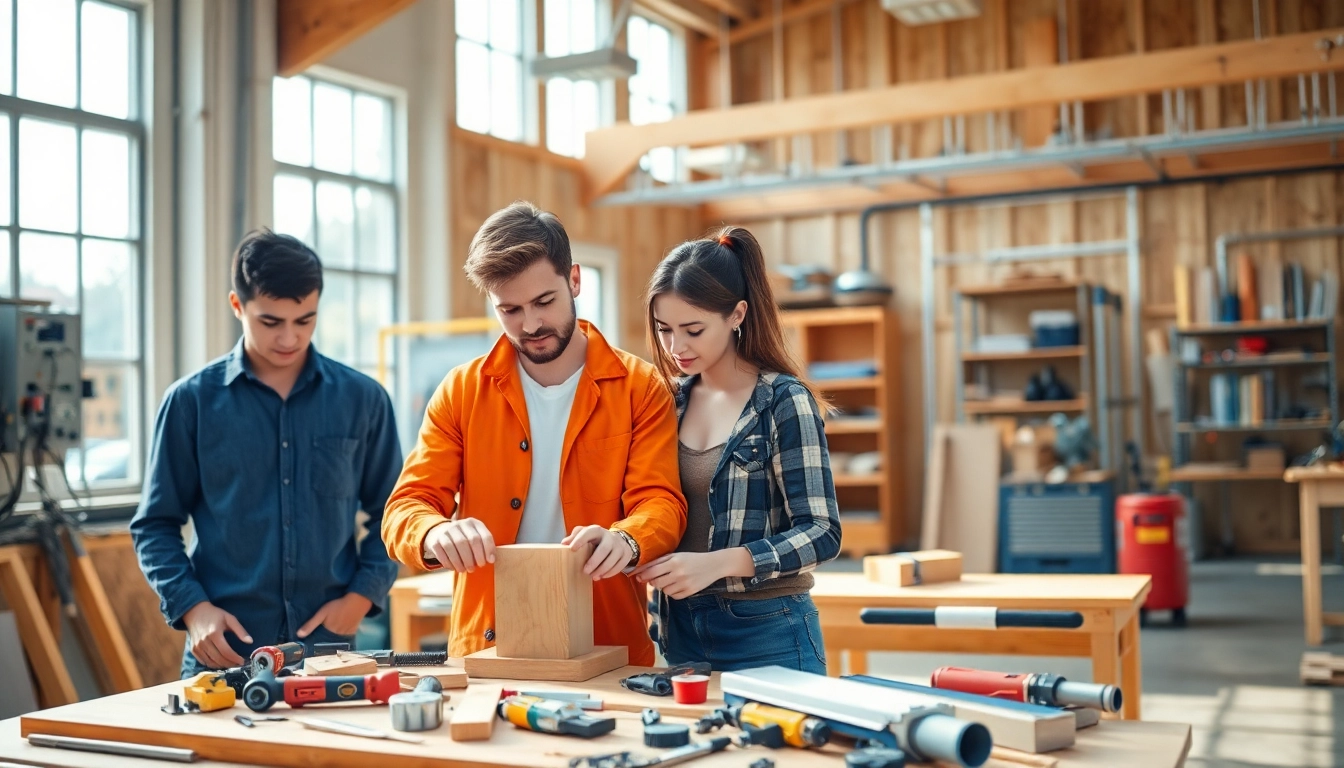 Students engaged in practical training at Construction trade schools in texas workshops.