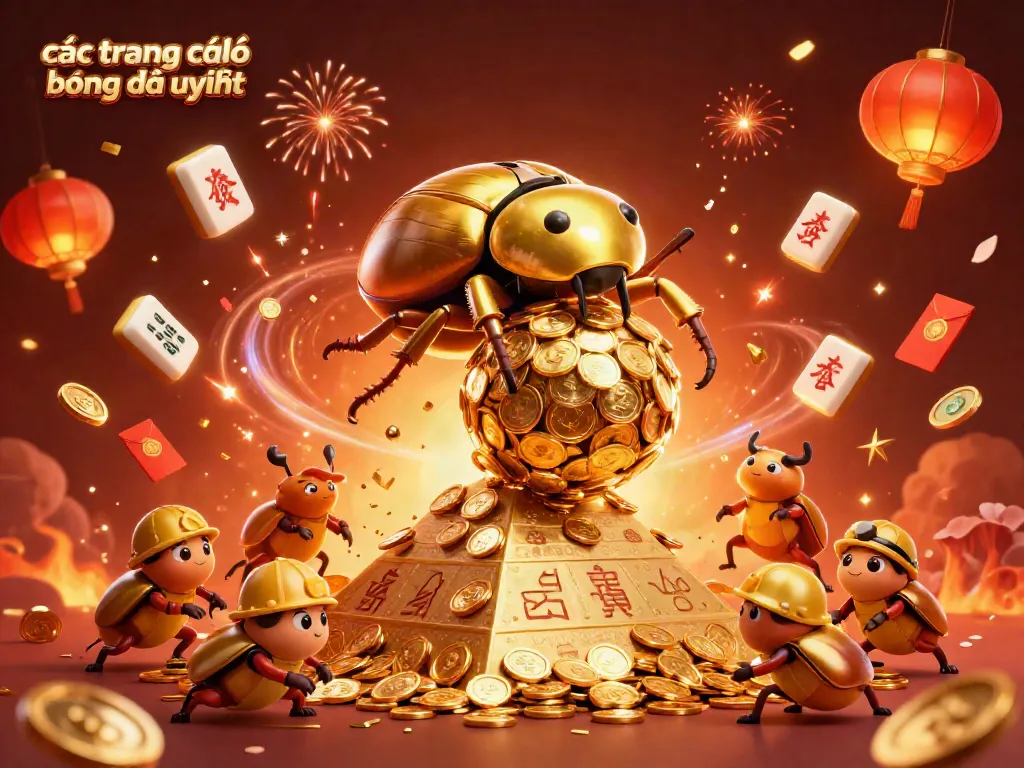 Các trang cá độ bóng đá uy tín - Hình ảnh mô tả biểu tượng chiến thắng với những chú bọ hung vàng mang tài lộc.