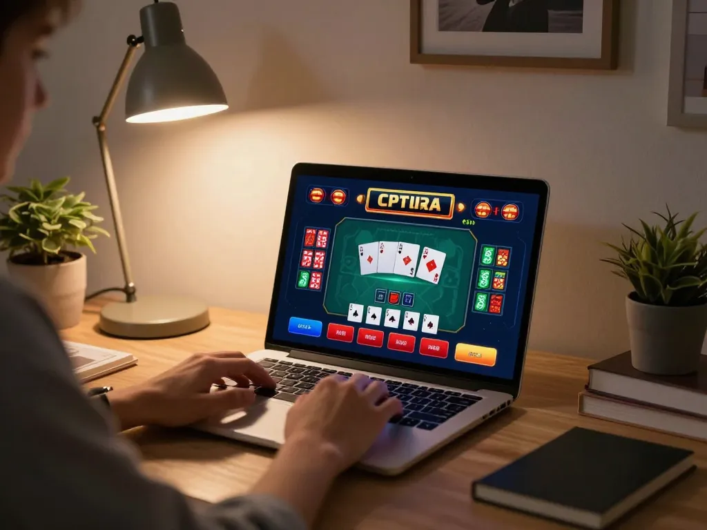 Engaging online gaming at NHÀ CÁI CM88 with a laptop showing live dealer games.