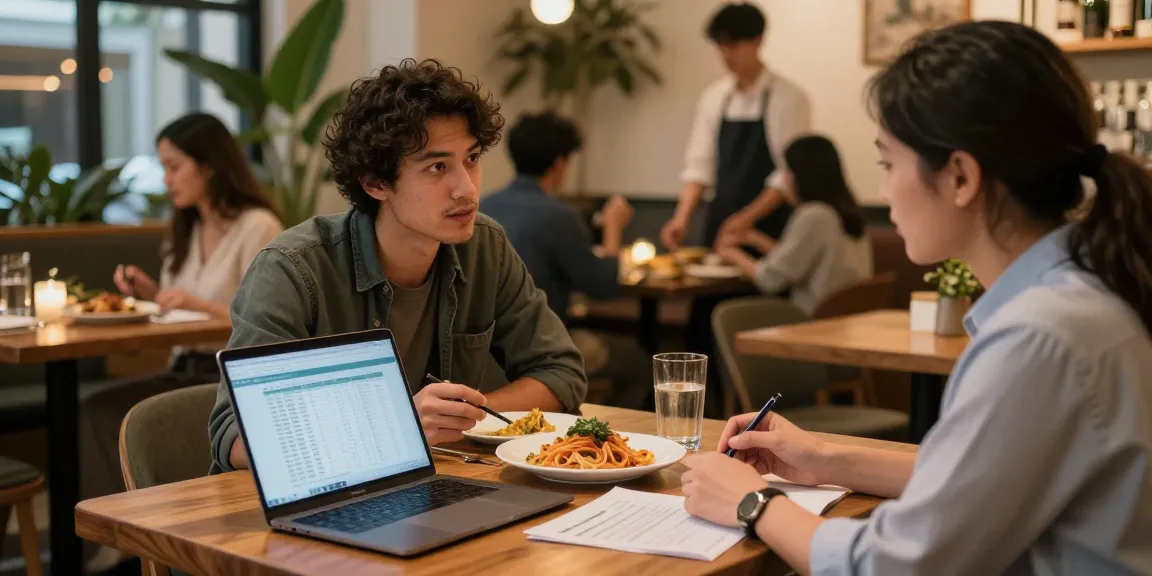 Discussing merchant cash advance for restaurants in a cozy dining setting.