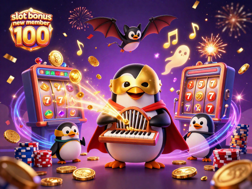 Experience thrilling gameplay with slot bonus new member 100 featuring a dynamic casino scene
