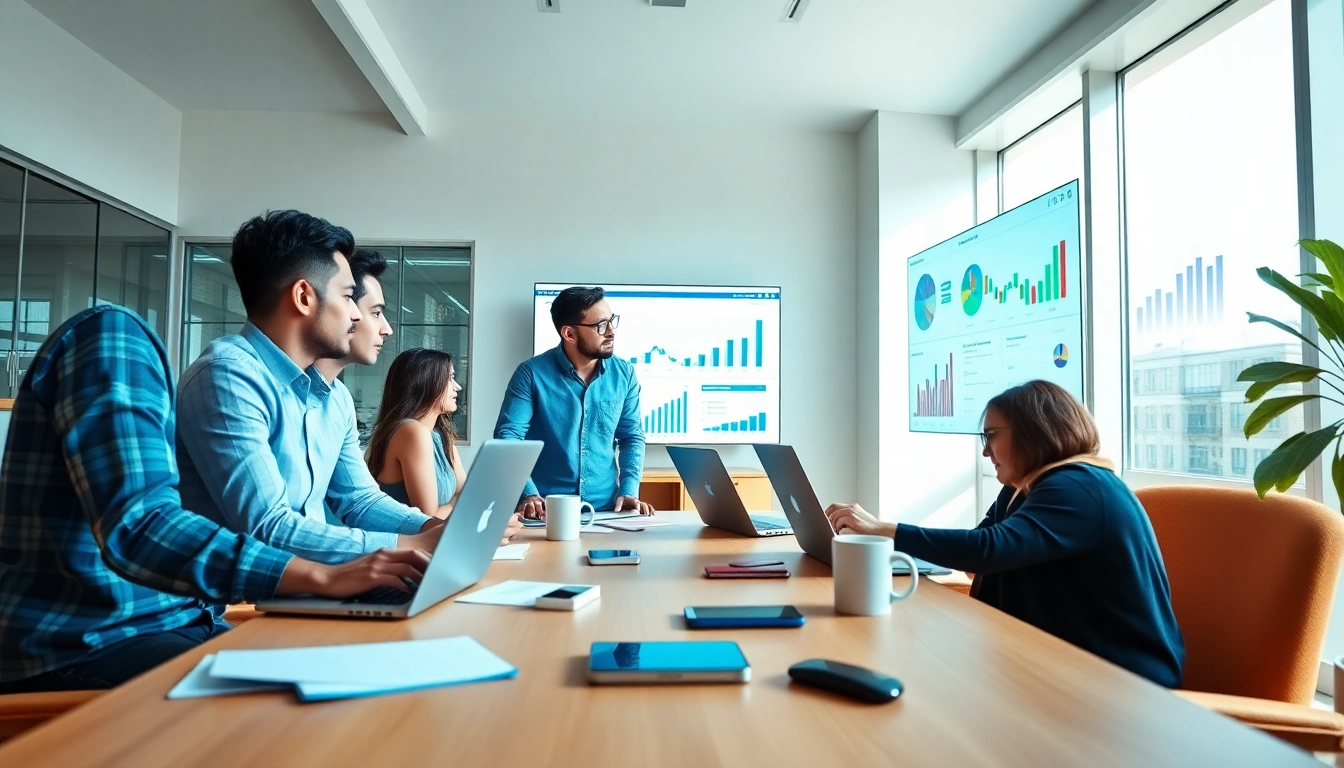 Enhance your Edmonton social media marketing with a vibrant digital marketing team collaborating.