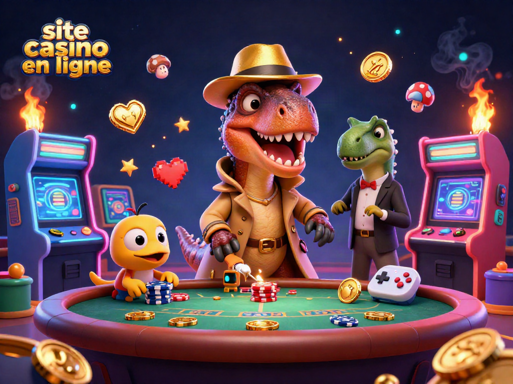 Jeux captivants sur un site casino en ligne avec des personnages animés et des machines colorées.