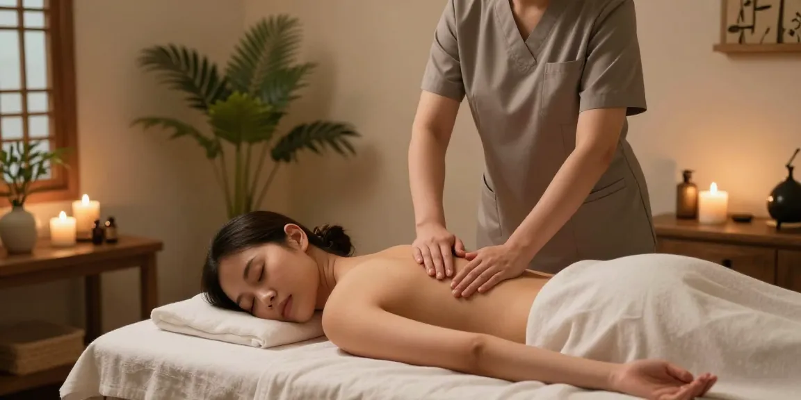 Relaxing massage session at a 1인샵 with soothing ambiance and calming decor.