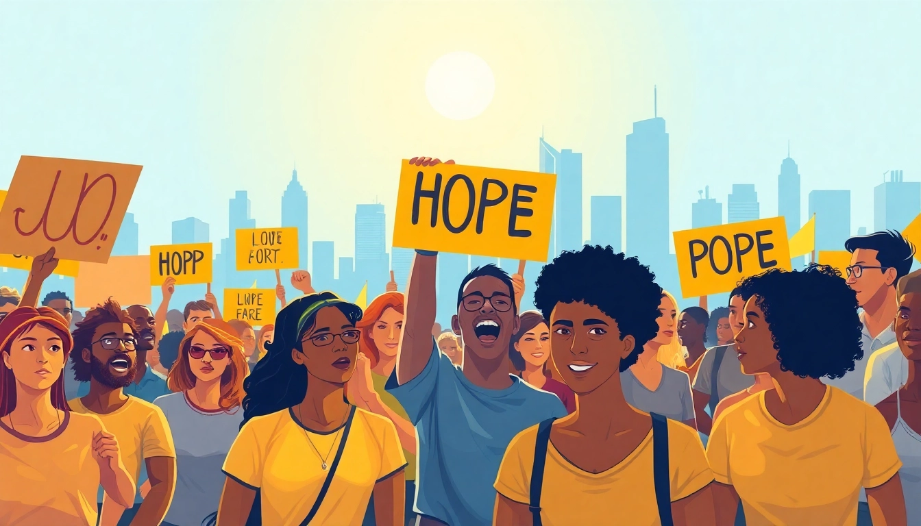 People advocating for Human Rights during a vibrant protest with banners and unity.
