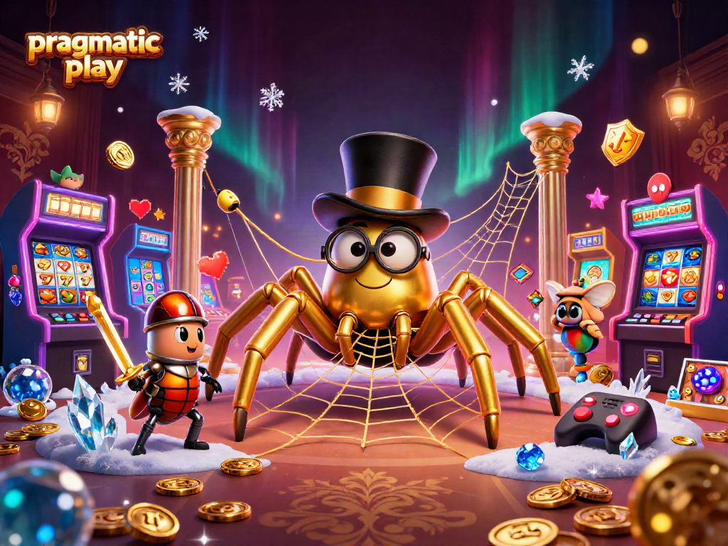 Join the fun with pragmatic play as a golden tarantula weaves luck-filled webs in a dazzling casino.