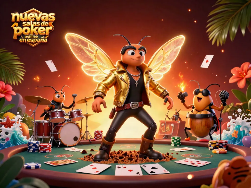 Juega en nuevas salas de poker online en España con mesas de poker y fichas vibrantes.