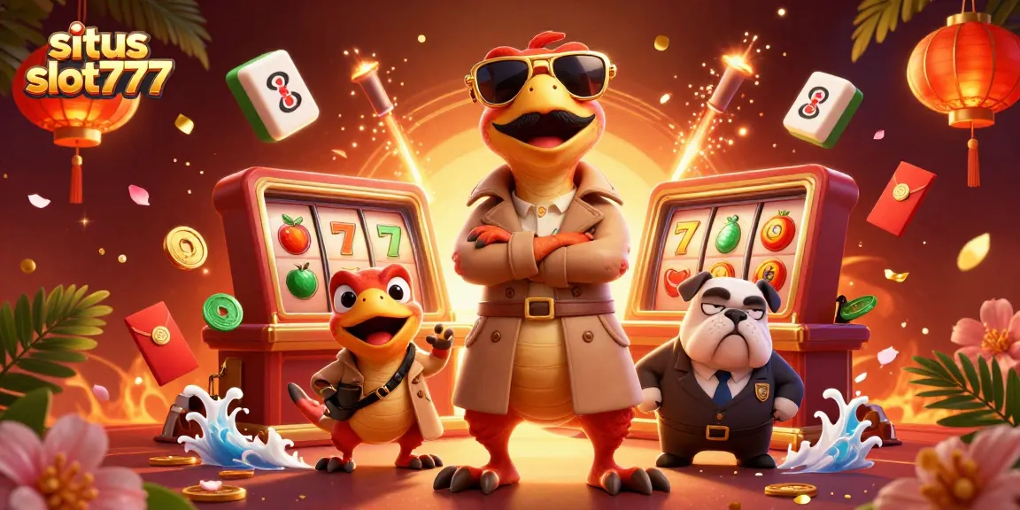 Mencoba bermain di situs slot777 dengan tiga raptor dalam satu jas, di kasino berwarna cerah.