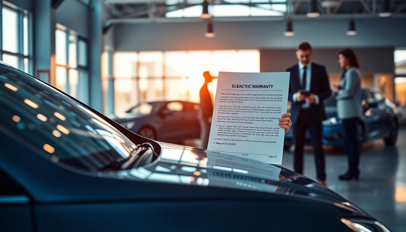 Discussing extended warranty for electric vehicles with a knowledgeable professional in a modern dealership.