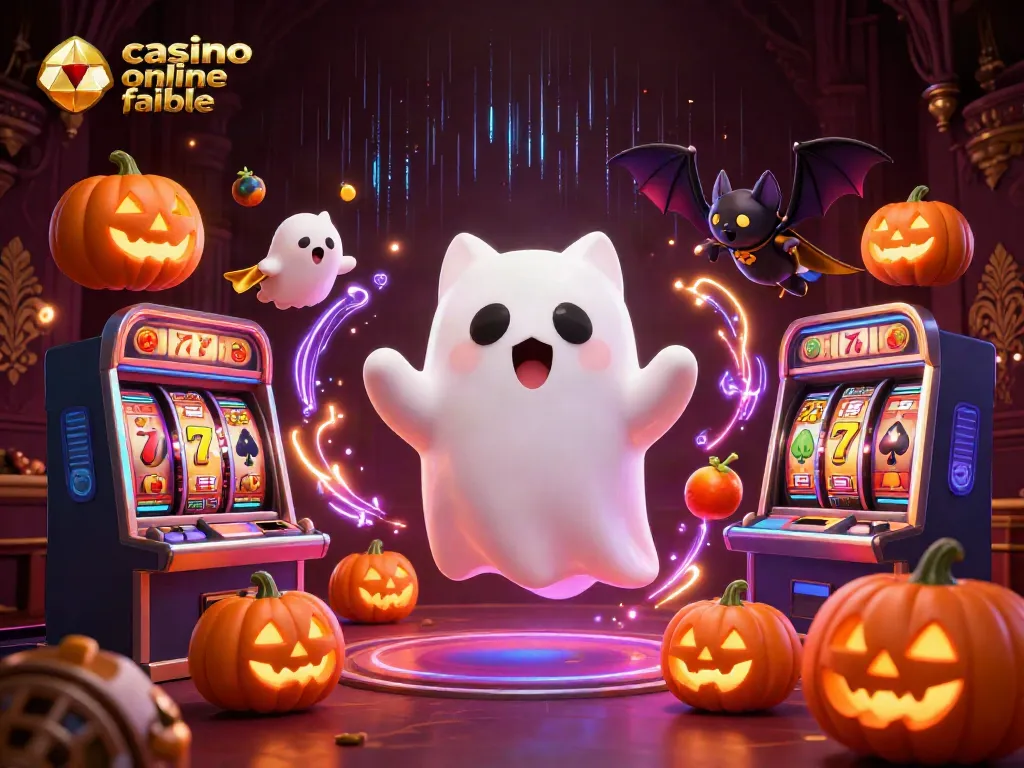 Disfruta de una experiencia de casino online fiable con un gato fantasma y un murciélago en una escena vibrante.