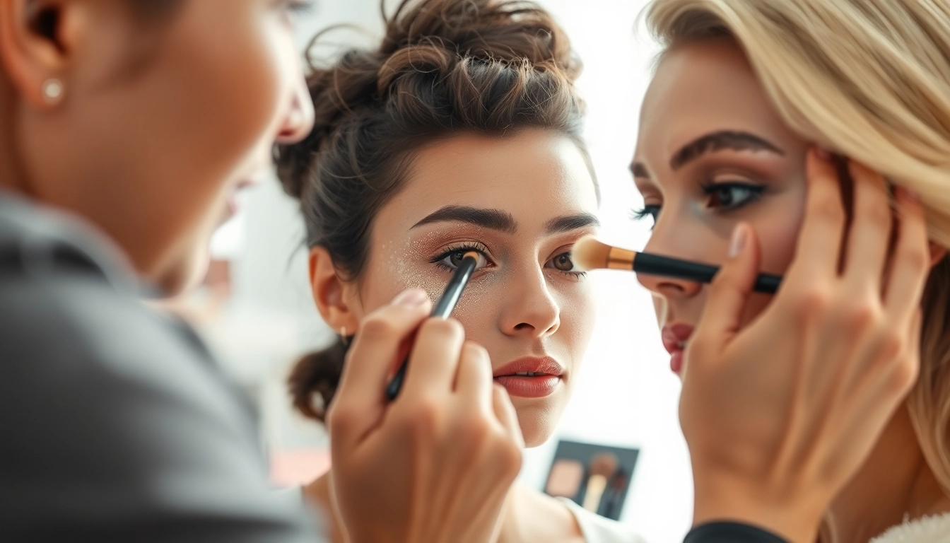 Apply champagne eyeshadow with precision for a stunning makeup look.