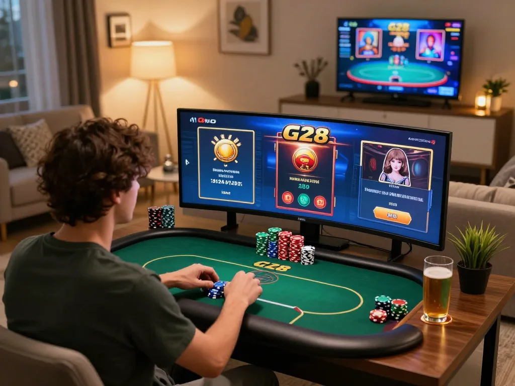 Engaging in G28 online poker gameplay at home with strategic elements in view