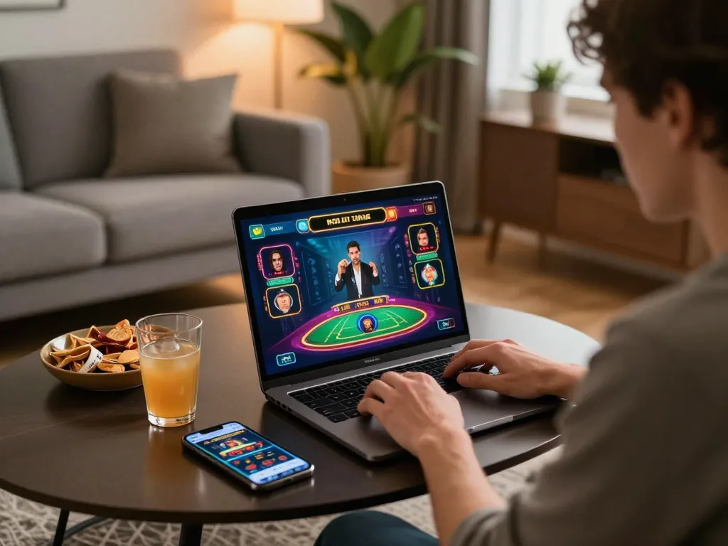 Engaging online casino session at home showcases NHÀ CÁI CM88 with live dealer gameplay.