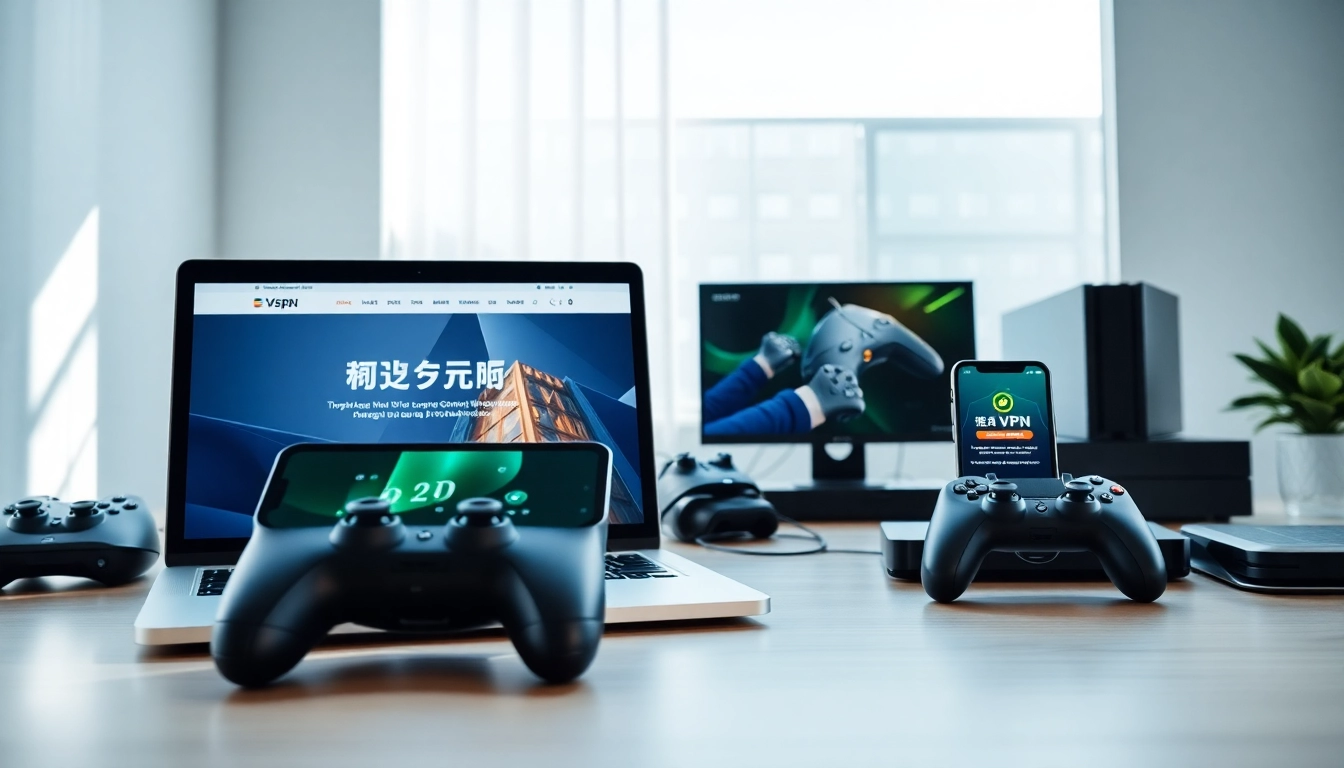 在现代数字工作空间中，笔记本和智能手机上的快连官网界面，展示创新的速度与连接解决方案。