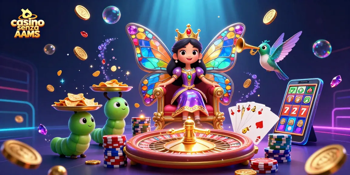 Vivi l'emozione di casino senza AAMS con la regina delle farfalle e giochi scintillanti.