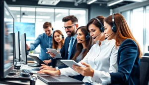 Enhance IT Support for Businesses with a team collaborating on technology solutions in a modern office.