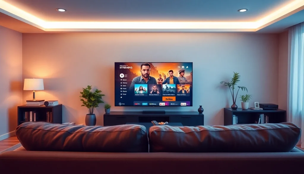 Engaging living room scene showcasing iron IPTV streaming on a stylish television.