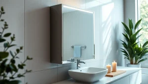 Verschönern Sie Ihr Bad mit einem sonni Spiegelschrank, der modernes Design und integrierte Beleuchtung vereint.