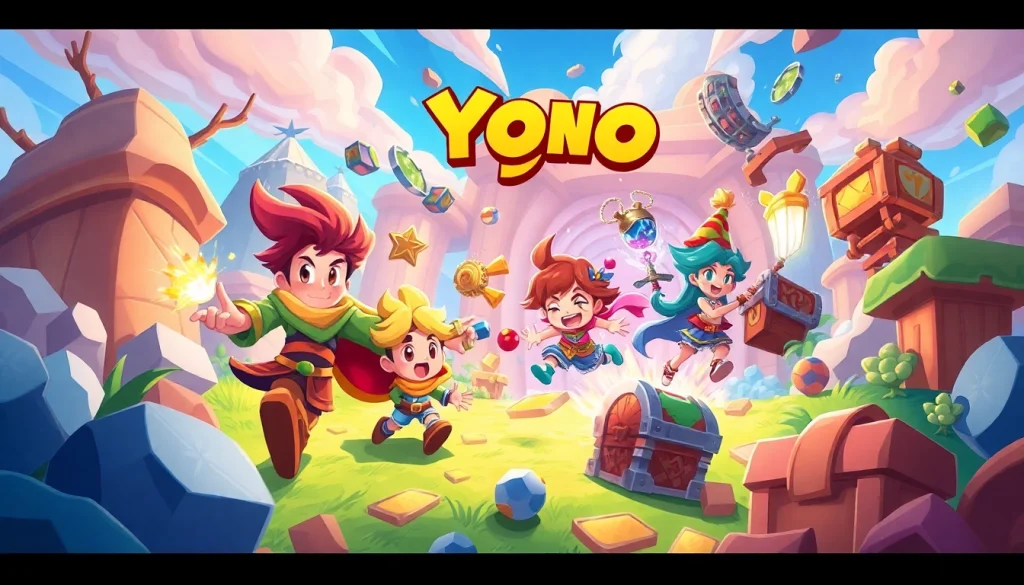 Explore Yono games characters embarking on a thrilling adventure through vibrant landscapes.