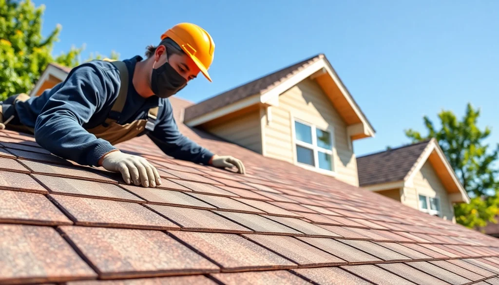 Installers applying high-quality roofing solutions on a suburban home, showcasing craftsmanship.