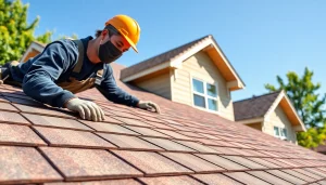 Installers applying high-quality roofing solutions on a suburban home, showcasing craftsmanship.