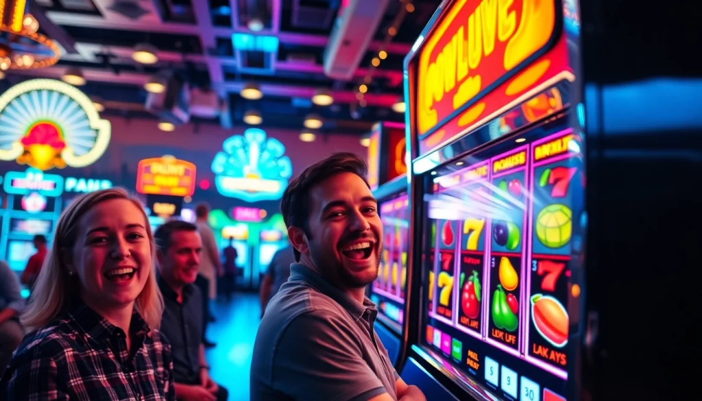 Memenangkan permainan slot di mesin modern yang memukau di kasino.