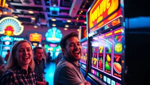 Memenangkan permainan slot di mesin modern yang memukau di kasino.