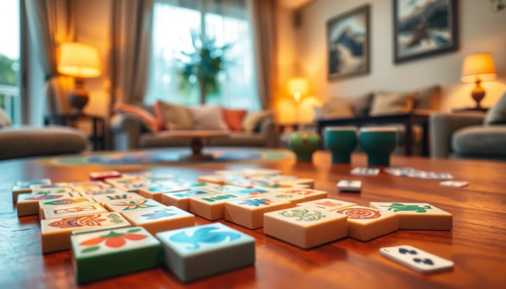 Jelajahi demo mahjong dengan set permainan yang menarik di ruang tamu yang nyaman.