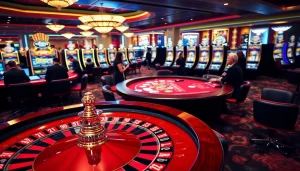 Engage in the thrilling experience of link vao w88 at an upscale casino with roulette and poker tables.