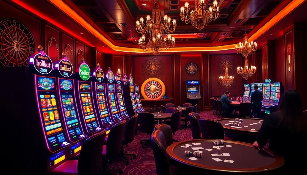 Experience the thrill of Slot Terpercaya with vibrant slot machines and engaging casino tables.