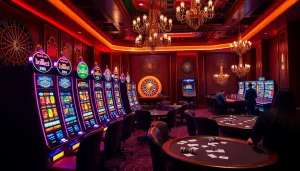 Experience the thrill of Slot Terpercaya with vibrant slot machines and engaging casino tables.