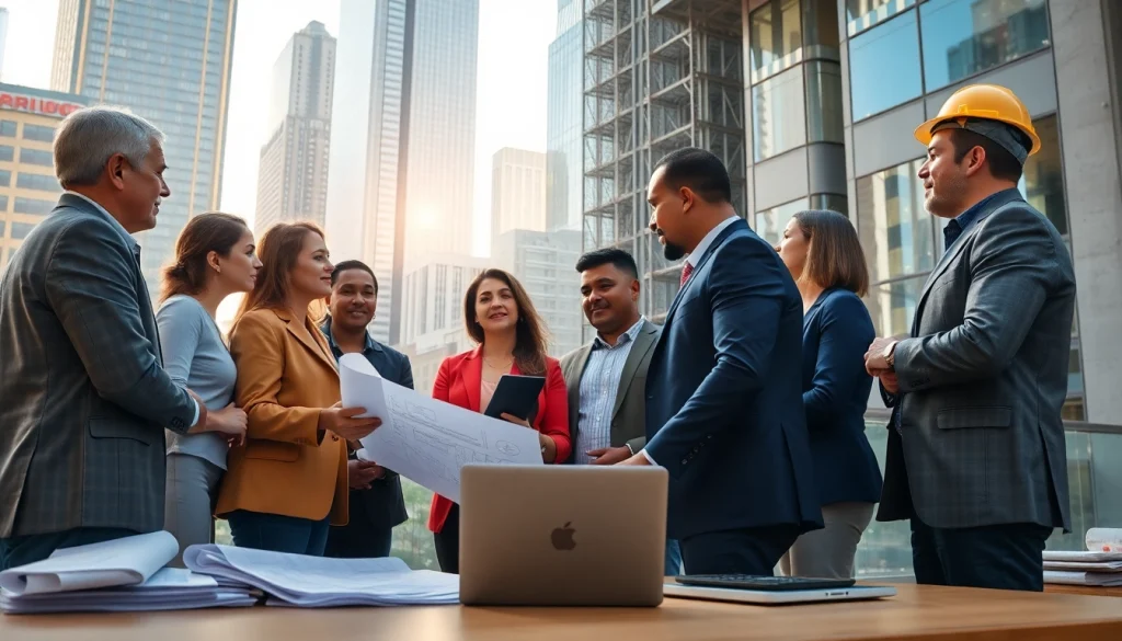 Engaged professionals in construction advocacy Carolinas discussing blueprints and strategies.
