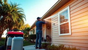 Soft wash service revitalizing a home’s exterior in Kissimmee, FL with eco-friendly techniques.