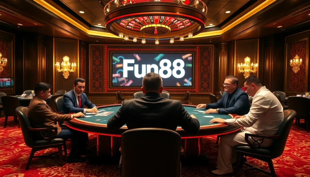 Experience the thrill of the Fun88 link at a luxurious casino poker table.