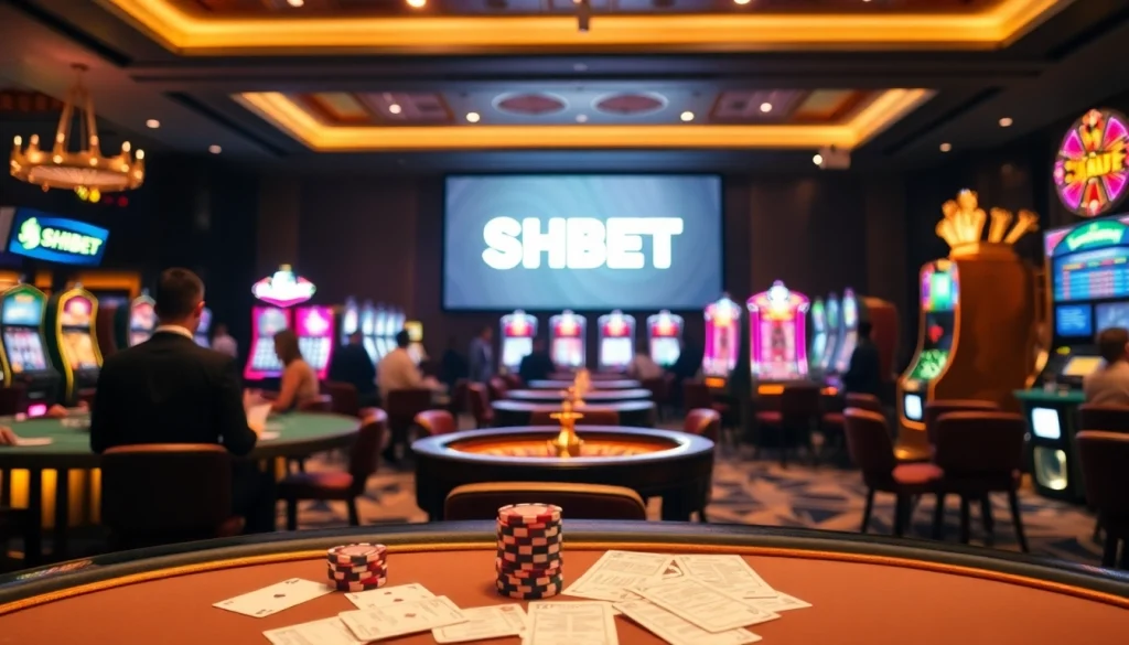 Engaged players enjoying casino games at SHBET, showcasing excitement and luxury in gaming.