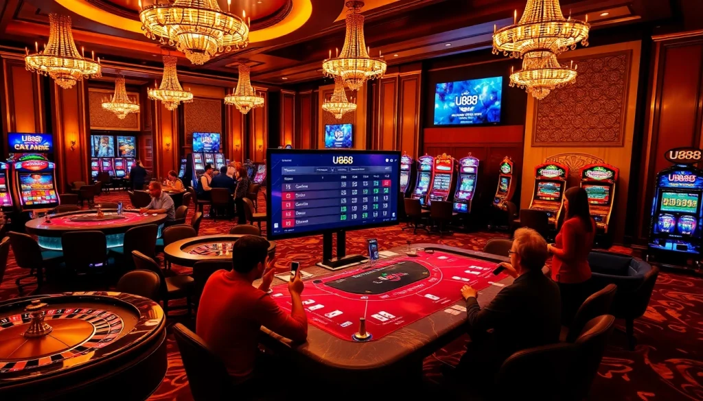 Experience thrilling odds at U888's dynamic casino interface amidst luxurious gaming elements.