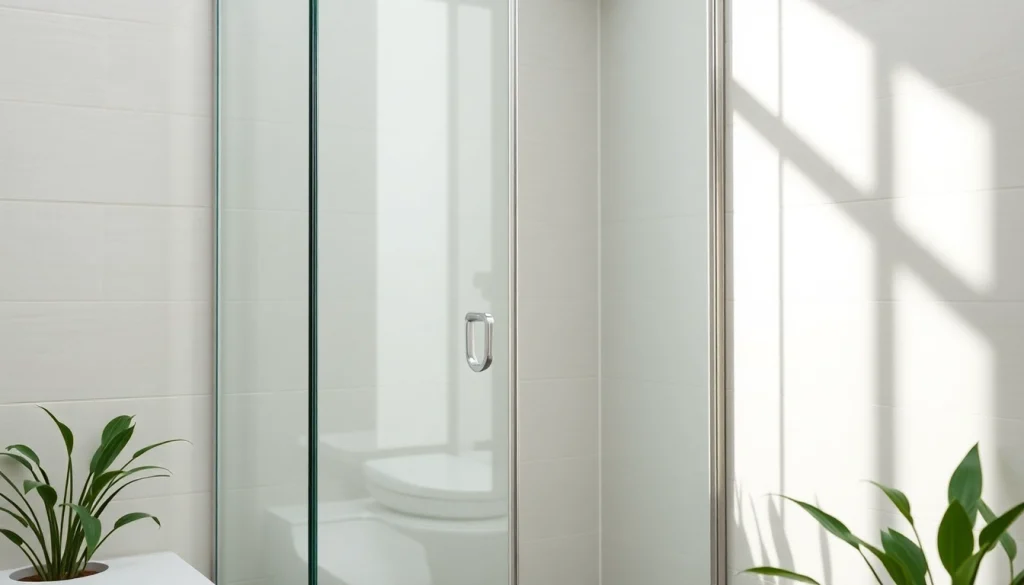 Showcase a glass shower enclosure featuring modern design and clarity in a stylish bathroom.